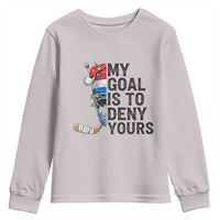 My Goal Is To Deny Yours Youth Sweatshirt Ice Hockey Helmet Christmas Gift - Wonder Print Shop