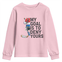 My Goal Is To Deny Yours Youth Sweatshirt Ice Hockey Helmet Christmas Gift - Wonder Print Shop
