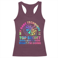 My Dart Technique Is Top Secret Racerback Tank Top Vintage Tie Dye Dart Lover - Wonder Print Shop