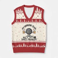 My Drinking Team Has A Darts Problem V-Neck Knit Sweater Vest Funny Darts Player Team - Wonder Print Shop