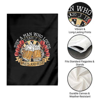 Just A Man Who Loves Darts And Beer Garden Flag Funny Dart Player - Wonder Print Shop