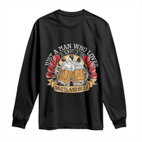 Just A Man Who Loves Darts And Beer Long Sleeve Shirt Funny Dart Player - Wonder Print Shop