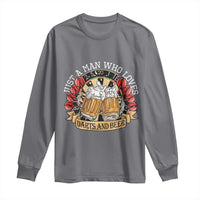 Just A Man Who Loves Darts And Beer Long Sleeve Shirt Funny Dart Player - Wonder Print Shop