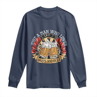 Just A Man Who Loves Darts And Beer Long Sleeve Shirt Funny Dart Player - Wonder Print Shop
