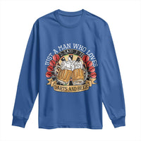 Just A Man Who Loves Darts And Beer Long Sleeve Shirt Funny Dart Player - Wonder Print Shop
