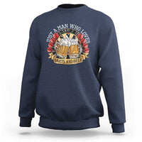 Just A Man Who Loves Darts And Beer Sweatshirt Funny Dart Player - Wonder Print Shop