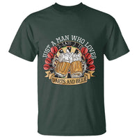 Just A Man Who Loves Darts And Beer T Shirt Funny Dart Player - Wonder Print Shop