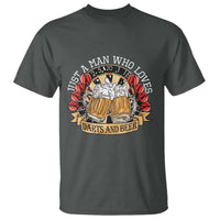 Just A Man Who Loves Darts And Beer T Shirt Funny Dart Player - Wonder Print Shop