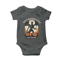 Funny Jersey Devil Loves Darts And Beer Baby Onesie Cryptid Lover Gift - Wonder Print Shop