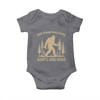 Funny Bigfoot Just A Man Who Loves Darts And Beer Gift Baby Onesie - Wonder Print Shop