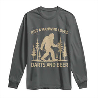 Funny Bigfoot Just A Man Who Loves Darts And Beer Gift Long Sleeve Shirt - Wonder Print Shop