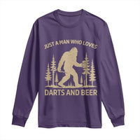 Funny Bigfoot Just A Man Who Loves Darts And Beer Gift Long Sleeve Shirt - Wonder Print Shop