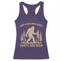 Funny Bigfoot Just A Man Who Loves Darts And Beer Gift Racerback Tank Top - Wonder Print Shop