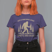 Funny Bigfoot Just A Man Who Loves Darts And Beer Gift T Shirt For Women - Wonder Print Shop
