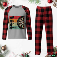 Funny Bigfoot Dart Player Crytid Sunset Retro Vintage Plaid Pajama Set Dartist Gift - Wonder Print Shop