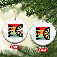 Funny Bigfoot Dart Player Crytid Sunset Retro Vintage Ceramic Ornament Dartist Gift - Wonder Print Shop
