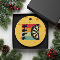 Funny Bigfoot Dart Player Crytid Sunset Retro Vintage Ceramic Ornament Dartist Gift - Wonder Print Shop