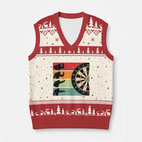 Funny Bigfoot Dart Player Crytid Sunset Retro Vintage V-Neck Knit Sweater Vest Dartist Gift - Wonder Print Shop