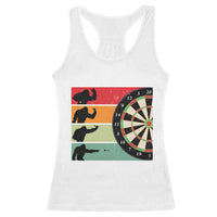 Funny Bigfoot Dart Player Crytid Sunset Retro Vintage Racerback Tank Top Dartist Gift - Wonder Print Shop
