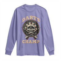 Darts Player Champion Long Sleeve Shirt Skull Dartboard Retro Style - Wonder Print Shop