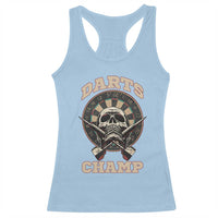 Darts Player Champion Racerback Tank Top Skull Dartboard Retro Style - Wonder Print Shop