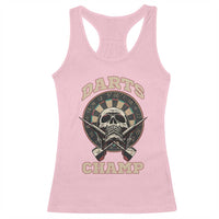 Darts Player Champion Racerback Tank Top Skull Dartboard Retro Style - Wonder Print Shop