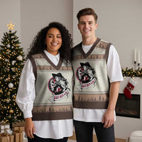 Funny Crazy Darts Lady V-Neck Knit Sweater Vest Coolest Girls Play Darts - Wonder Print Shop