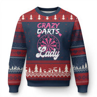 Crazy Darts Lady Bullseye Dart Shooting Ugly Christmas Sweater Female Dartist Gift - Wonder Print Shop