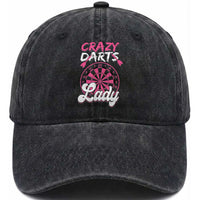 Crazy Darts Lady Bullseye Dart Shooting Washed Cotton Baseball Cap Female Dartist Gift