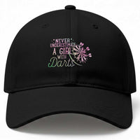 Never Underestimate A Girl With Dart Baseball Cap Sports Lover Gift