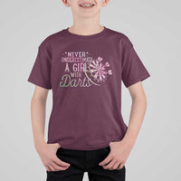 Never Underestimate A Girl With Dart T Shirt For Kid Sports Lover Gift - Wonder Print Shop