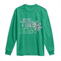 Never Underestimate A Girl With Dart Long Sleeve Shirt Sports Lover Gift - Wonder Print Shop