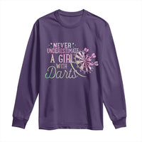 Never Underestimate A Girl With Dart Long Sleeve Shirt Sports Lover Gift - Wonder Print Shop
