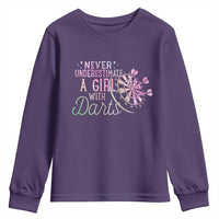 Never Underestimate A Girl With Dart Youth Sweatshirt Sports Lover Gift - Wonder Print Shop