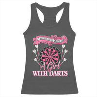 Never Underestimate A Girl Dart Player Gift Idea Racerback Tank Top - Wonder Print Shop