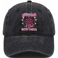 Never Underestimate A Girl Dart Player Gift Idea Washed Cotton Baseball Cap