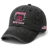 Never Underestimate A Girl Dart Player Gift Idea Washed Cotton Baseball Cap