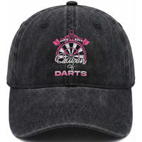 Queen Of Darts Washed Cotton Baseball Cap Funny Dart Gift For Women