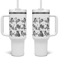 Funny Cat Soccer Player Tumbler With Handle Gift For Soccer Lovers