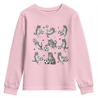 Funny Cat Soccer Player Youth Sweatshirt Gift For Soccer Lovers