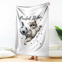 Purrfect Striker Throw Blanket Funny Cat Soccer Player Gift