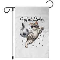 Purrfect Striker Garden Flag Funny Cat Soccer Player Gift