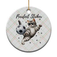 Purrfect Striker Ceramic Ornament Funny Cat Soccer Player Gift