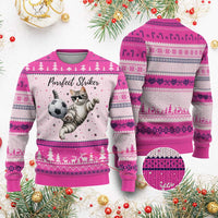 Purrfect Striker Ugly Christmas Sweater Funny Cat Soccer Player Gift