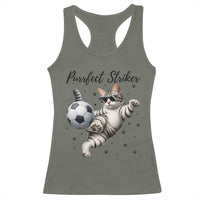 Purrfect Striker Racerback Tank Top Funny Cat Soccer Player Gift