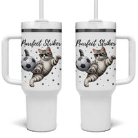 Purrfect Striker Tumbler With Handle Funny Cat Soccer Player Gift