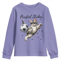 Purrfect Striker Youth Sweatshirt Funny Cat Soccer Player Gift