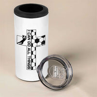 I Can Do All Things Through Soccer Christian Faith Gift 4 in 1 Can Cooler Tumbler