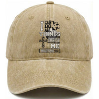 Soccer Christian Gift Washed Cotton Baseball Cap I Can Do All Things Through Christ