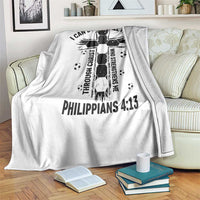 I Can Do All Things Through Christ Throw Blanket Christian Soccer Faith